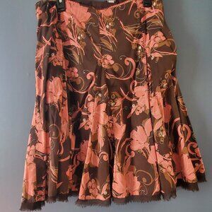 Apt 9 Womens brown and pink a line skirt  size 16 petite Floral design